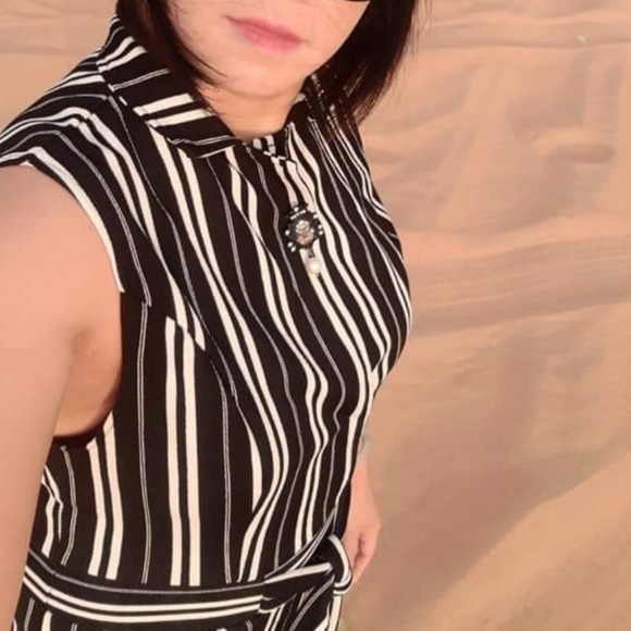 Women's Fashionable chest openly Jumpsuits size XL Black & White - Picture 2 of 7